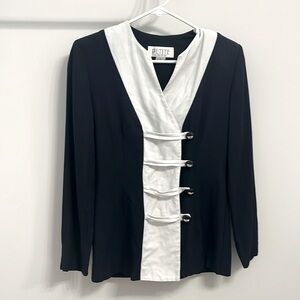 Navy suit with white